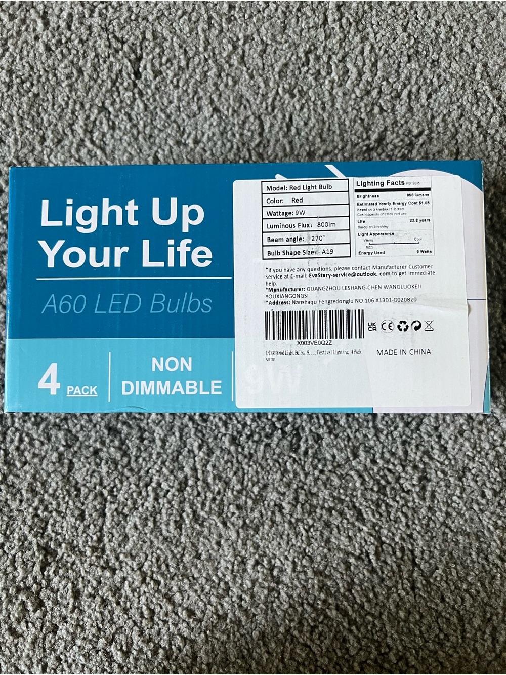 A60 LED red Bulb 3 Pack
